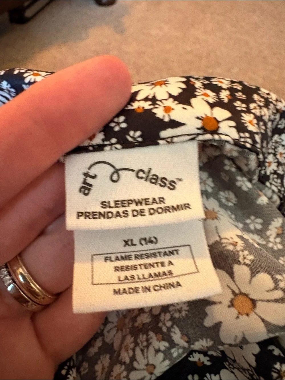 Mix & Match 2/$16 art class Black Daisy Floral Short Sleeve Pajama Set